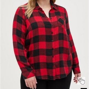Torrid Red Buffalo Button Up Long Sleeve Shirt